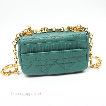 Christian Dior Micro Caro Bag in Tundra Green Supple Cannage Calfskin Gold Hardware
