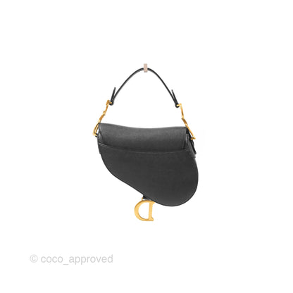 Christian Dior Mini Saddle Bag Black Grained Calfskin Gold Hardware
