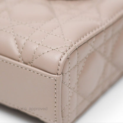 Christian Dior Medium Lady D-Joy Bag Warm Taupe Lambskin Gold Hardware
