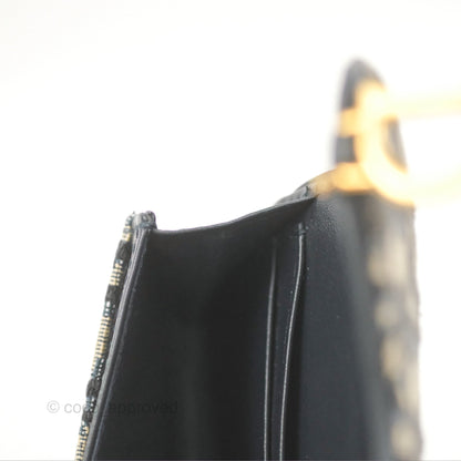 Christian Dior Saddle Flap Card Holder Blue Dior Oblique Jacquard