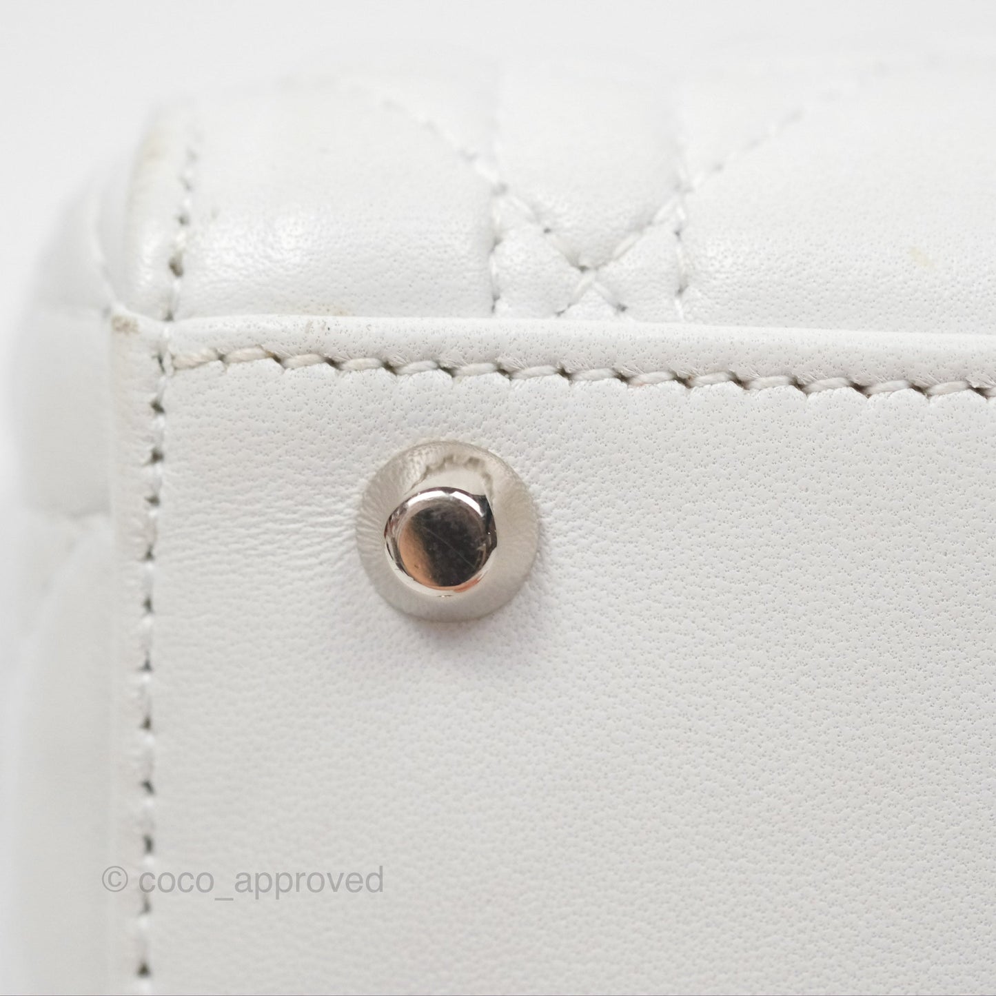 Christian Dior Cannage Mini Lady Dior White Silver Hardware