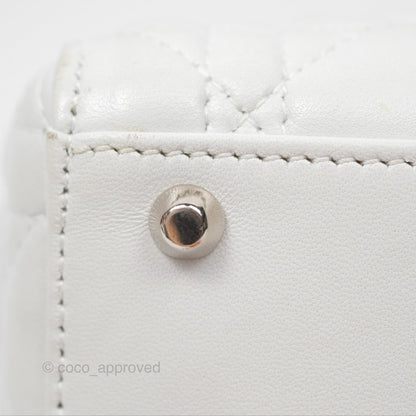 Christian Dior Cannage Mini Lady Dior White Silver Hardware