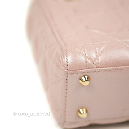 Christian Dior Mini Lady Dior Iridescent Light Pink Cannage Gold Hardware