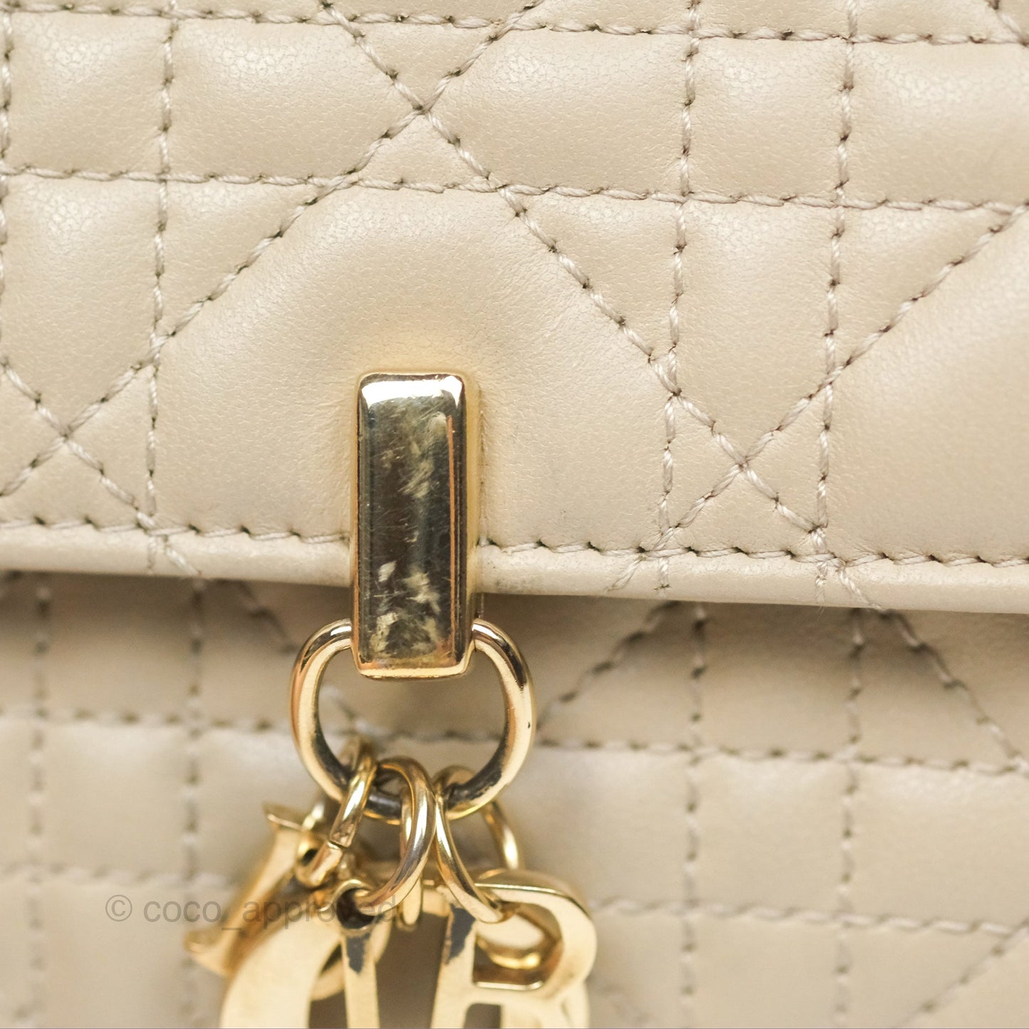 Christian Dior My Dior Daily Chain Pouch Sand-Colored Cannage Lambskin Gold Hardware