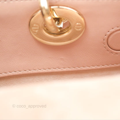 Christian Dior Medium Lady D-Joy Nude Pink Lambskin Heart Quilted