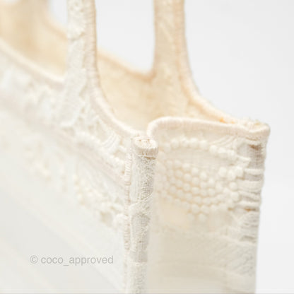 Dior Mini Book Tote Natural Macramé-Effect Embroidery