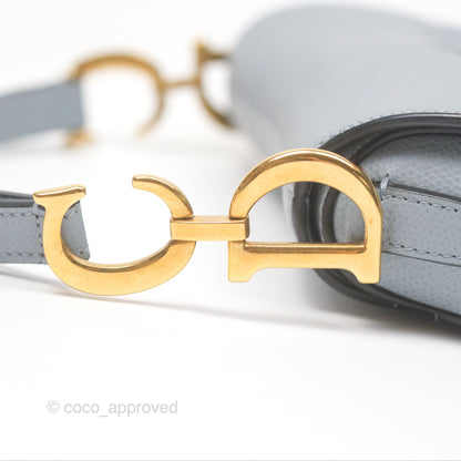 Christian Dior Mini Saddle Bag Cloud Blue Grained Calfskin Gold Hardware