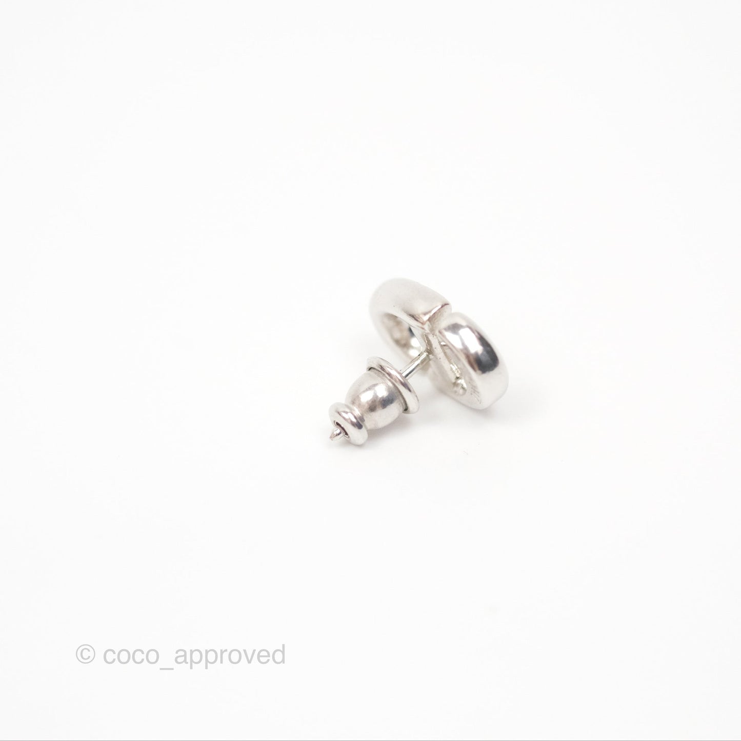 Christian Dior CD Earrings Silver Tone