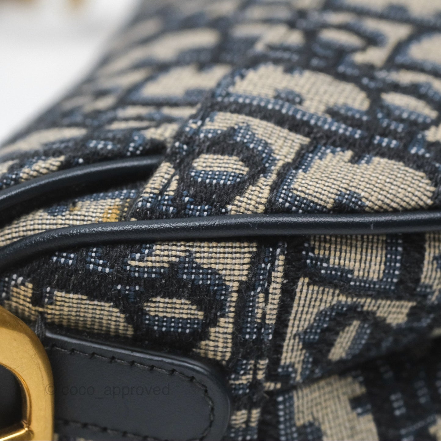 Christian Dior Mini Saddle Bag Blue Oblique Jacquard Gold Hardware