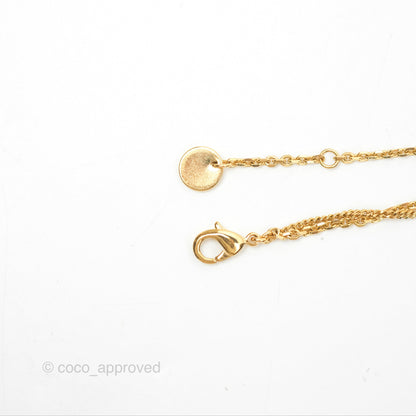 Christian Dior Petit CD Double Necklace Crystals Gold Tone
