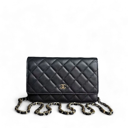 Chanel WOC Wallet On Chain - Pixelated Calfskin Black Golden Hardware Series 21