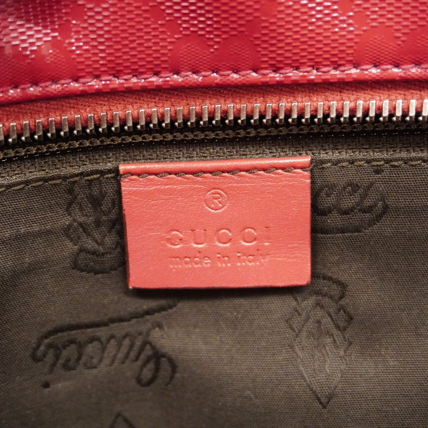 GUCCI  GG Imprime 211137 Women's Leather Tote Bag Red Color