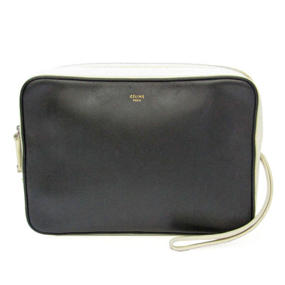 Celine Women's Leather Clutch Bag Black,Off-white