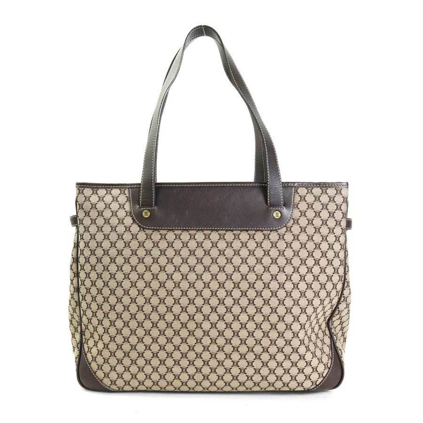 Celine Shoulder Bag Macadam Canvas/Leather Brown Women's