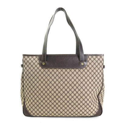 Celine Shoulder Bag Macadam Canvas/Leather Brown Women's