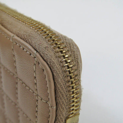Celine Quilted C Charm Women's Leather Coin Purse/coin Case Beige