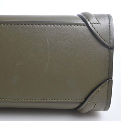 Celine Leather Luggage Nano Shopper Handbag 189243HSC Khaki Women's