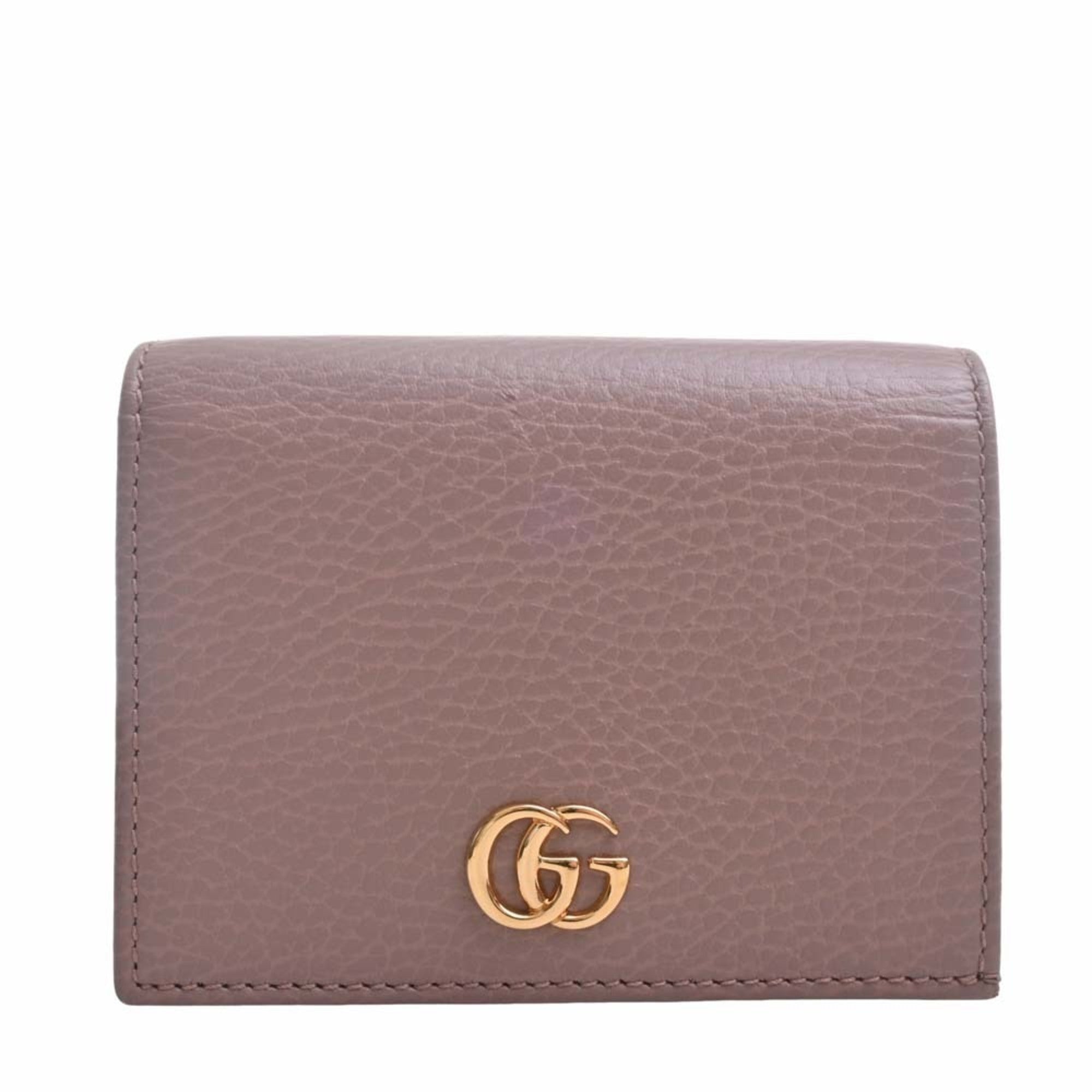 折りたたみ財布 [GUCCI] 25SS Women's GG Marmont Bi-fold Wallet 456126 CAO0G GUCCI GG Marmont Leather Bifold Wallet 456126 Pink Beige