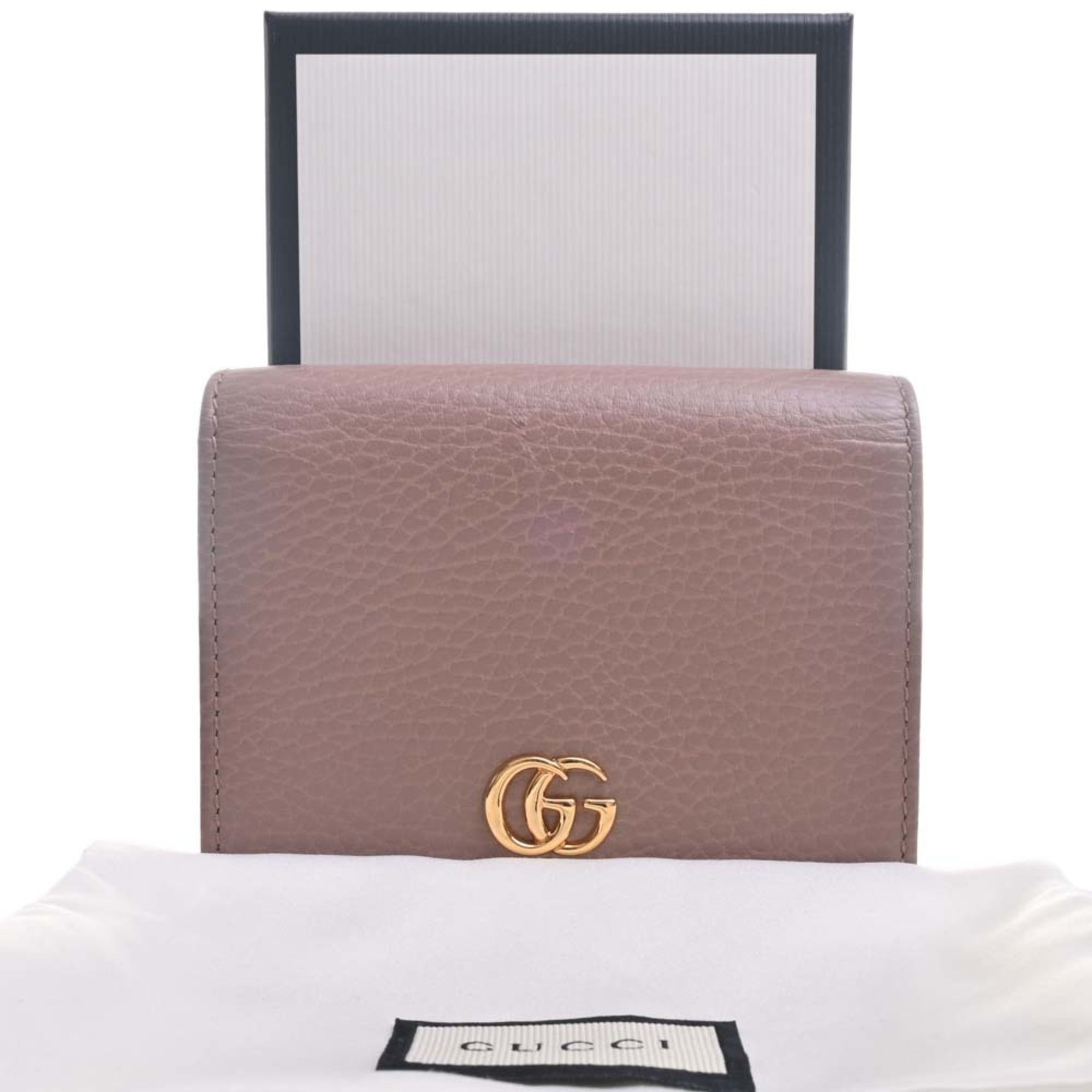 折りたたみ財布 [GUCCI] 25SS Women's GG Marmont Bi-fold Wallet 456126 CAO0G GUCCI GG Marmont Leather Bifold Wallet 456126 Pink Beige