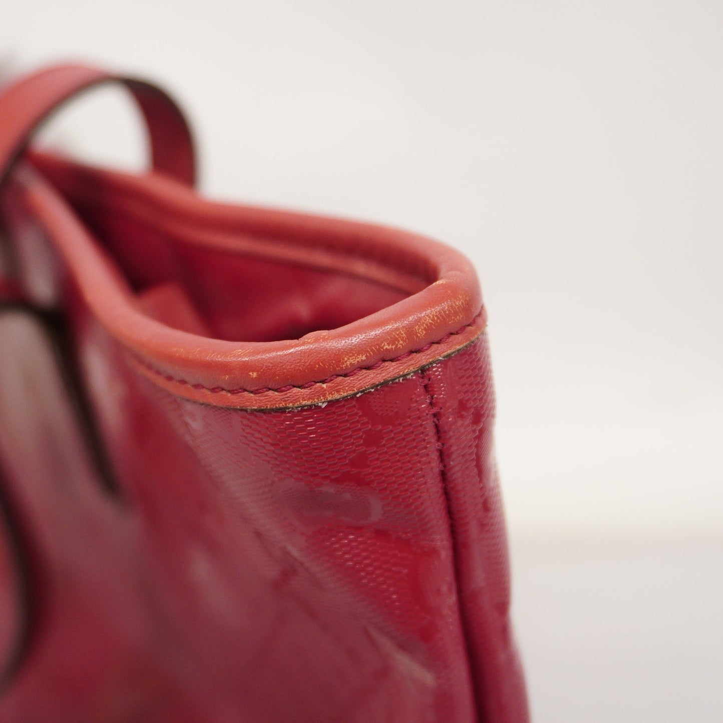 GUCCI  GG Imprime 211137 Women's Leather Tote Bag Red Color
