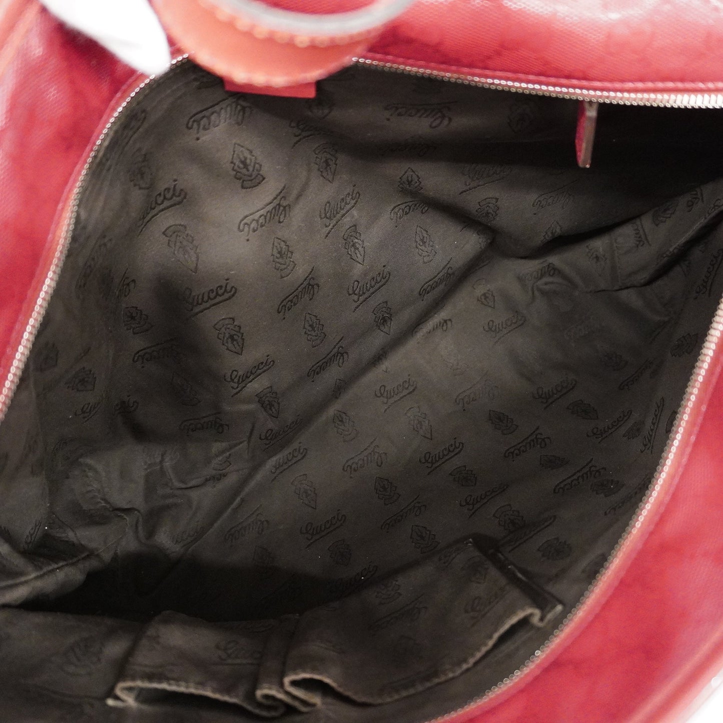 GUCCI  GG Imprime 211137 Women's Leather Tote Bag Red Color