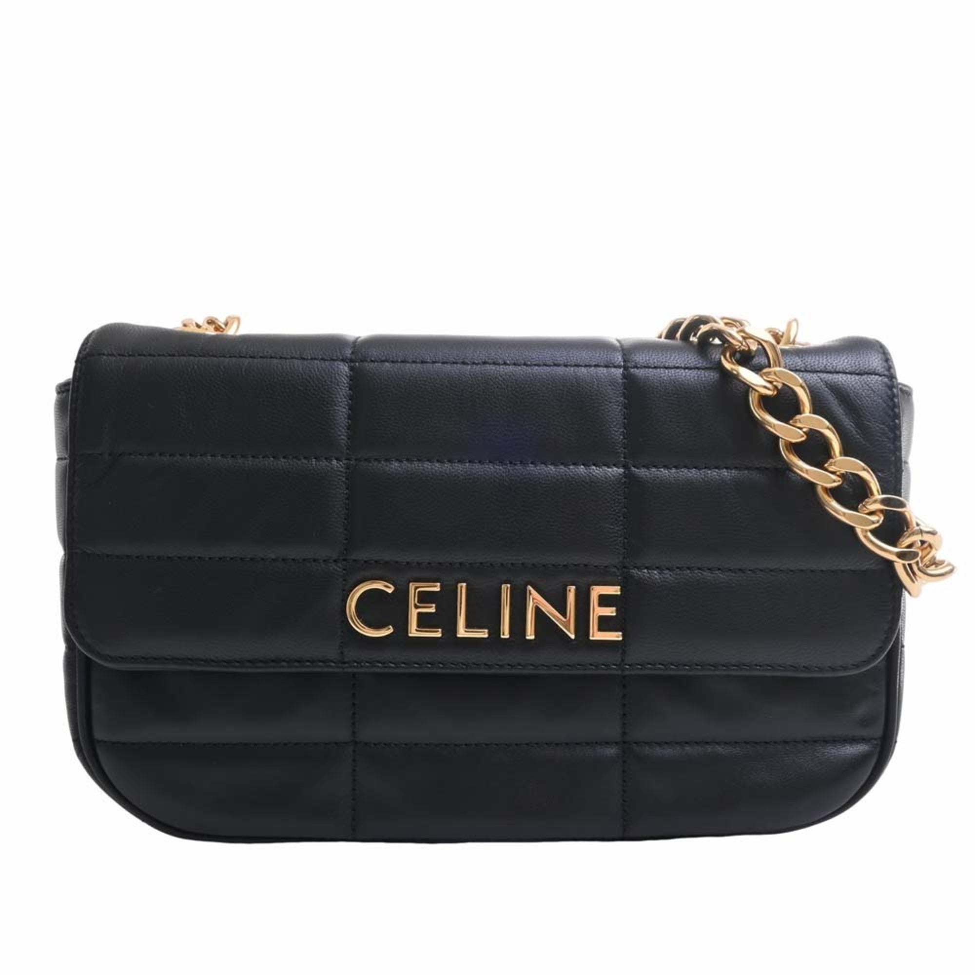 【最安値挑戦】 Celine Matelasse Monochrome Leather Chain Shoulder Bag Black その他