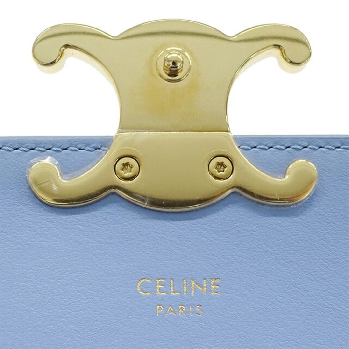 Celine Bag Women's Triomphe Shoulder Shiny Calfskin Celeste Light Blue