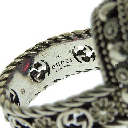 Gucci Interlocking G Flower Ring SV925 Color Stone Red #16 No. 13