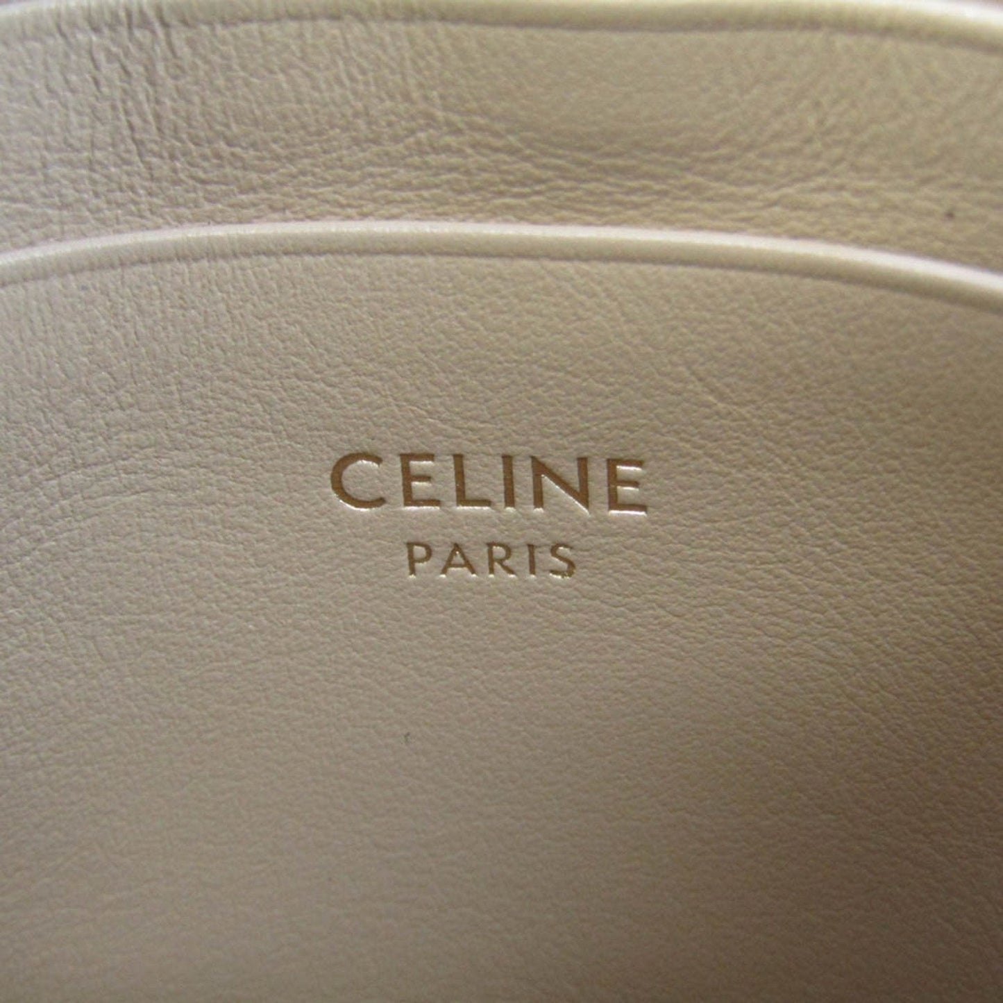 Celine Quilted C Charm Women's Leather Coin Purse/coin Case Beige