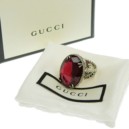 Gucci Interlocking G Flower Ring SV925 Color Stone Red #16 No. 13