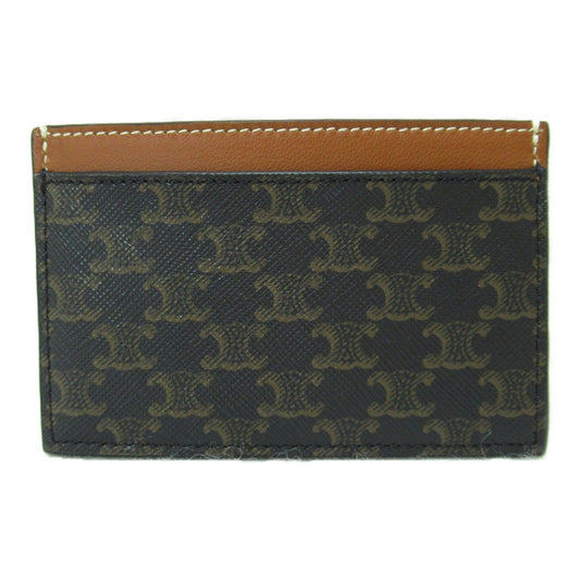 Celine Card Case Brown dark brown /Camel leather PVC coated canvas