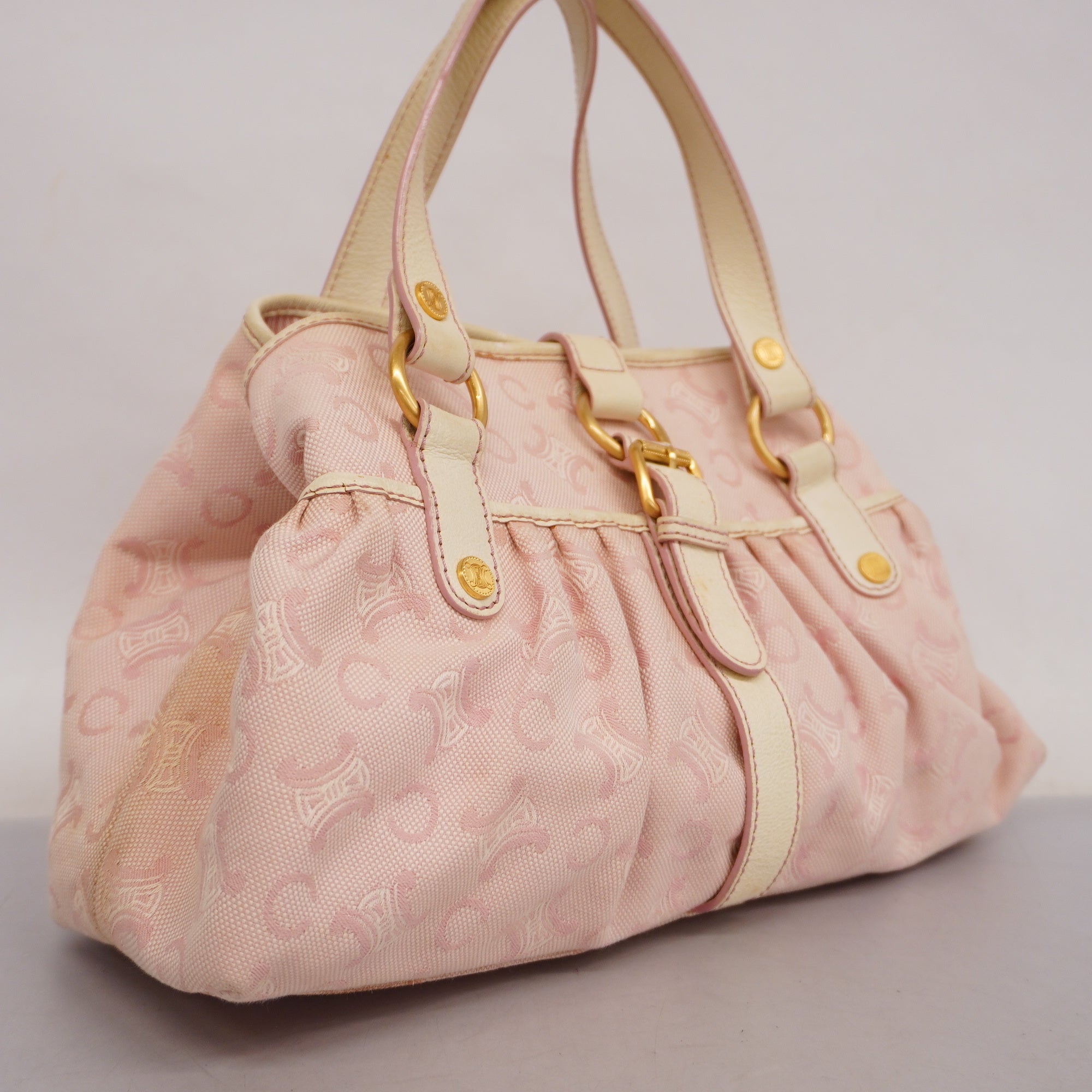 Celine C Macadam Women's Canvas,Leather Tote Bag Light Pink