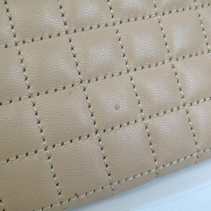 Celine Quilted C Charm Women's Leather Coin Purse/coin Case Beige