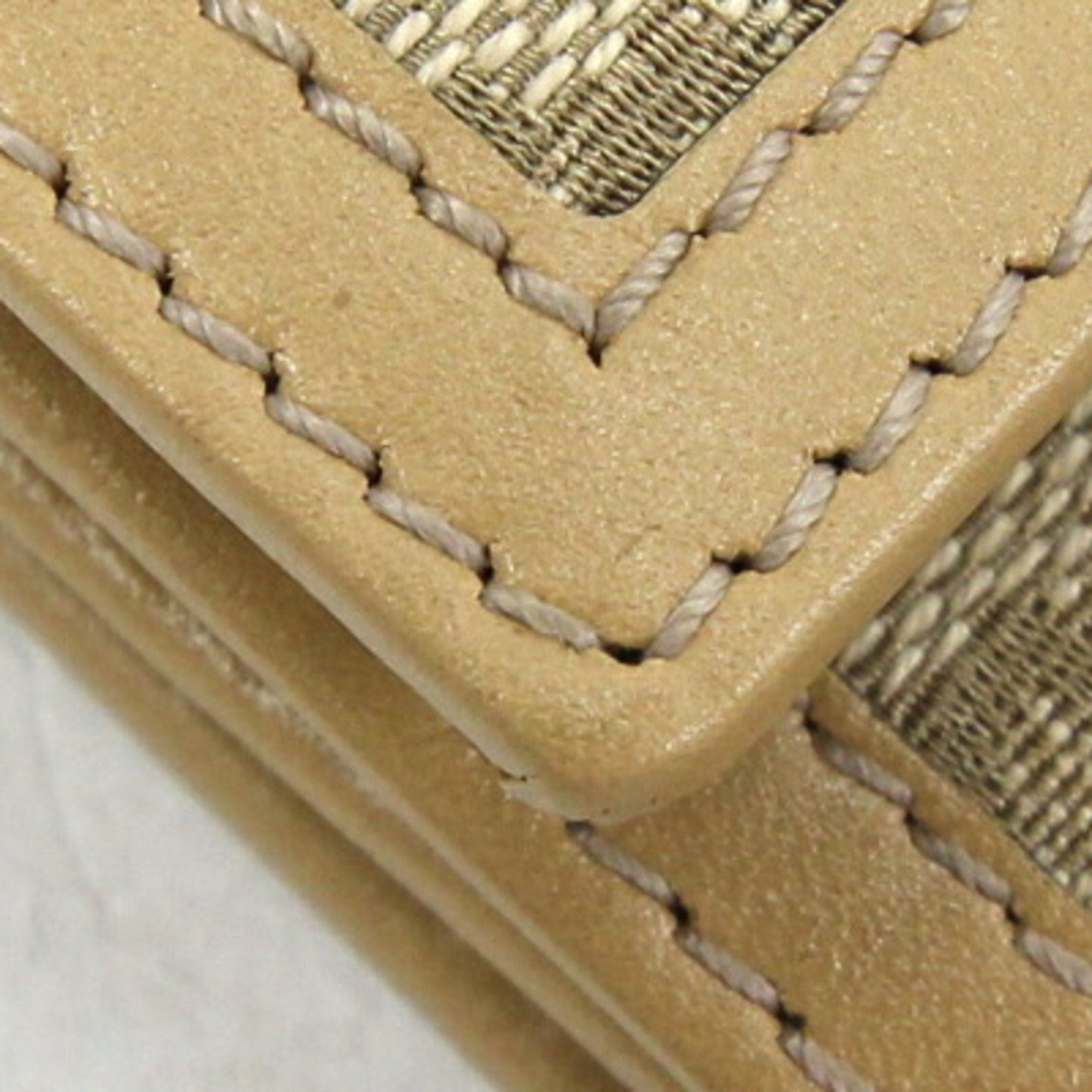 GUCCI W Wallet GG 233053 Beige Canvas Leather Ladies Sherry Line