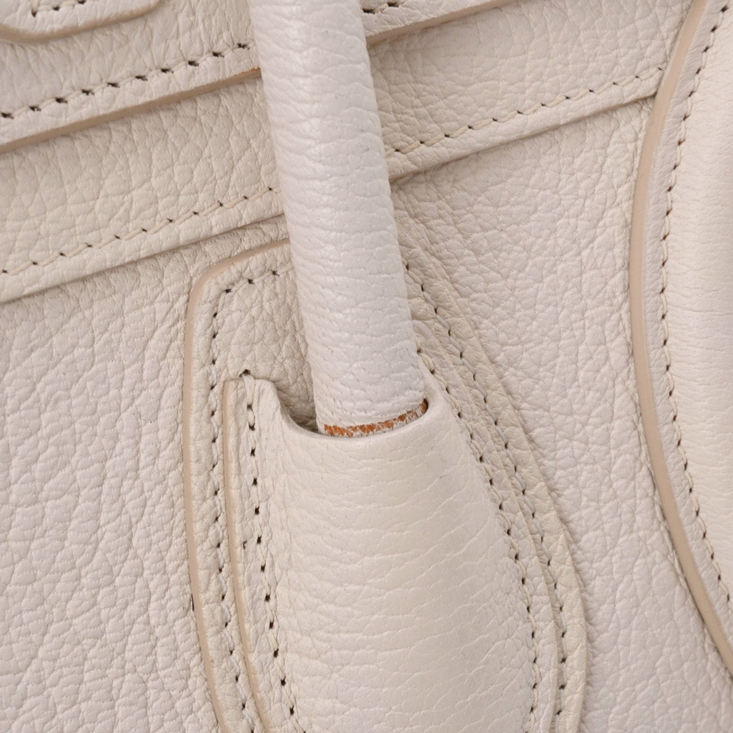 Celine Luggage Micro Shopper White 167793 Women's Goatskin Handbag