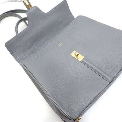 Celine Handbag Medium 16 Saise Bag Women's Blue Gray Leather Shoulder