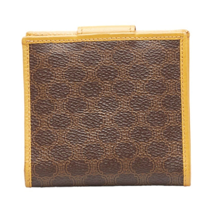 Celine Macadam Bifold Wallet Brown Beige PVC Leather Women's