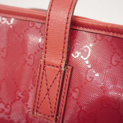 GUCCI  GG Imprime 211137 Women's Leather Tote Bag Red Color