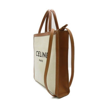 Celine hippo tote White Brown canvas leather