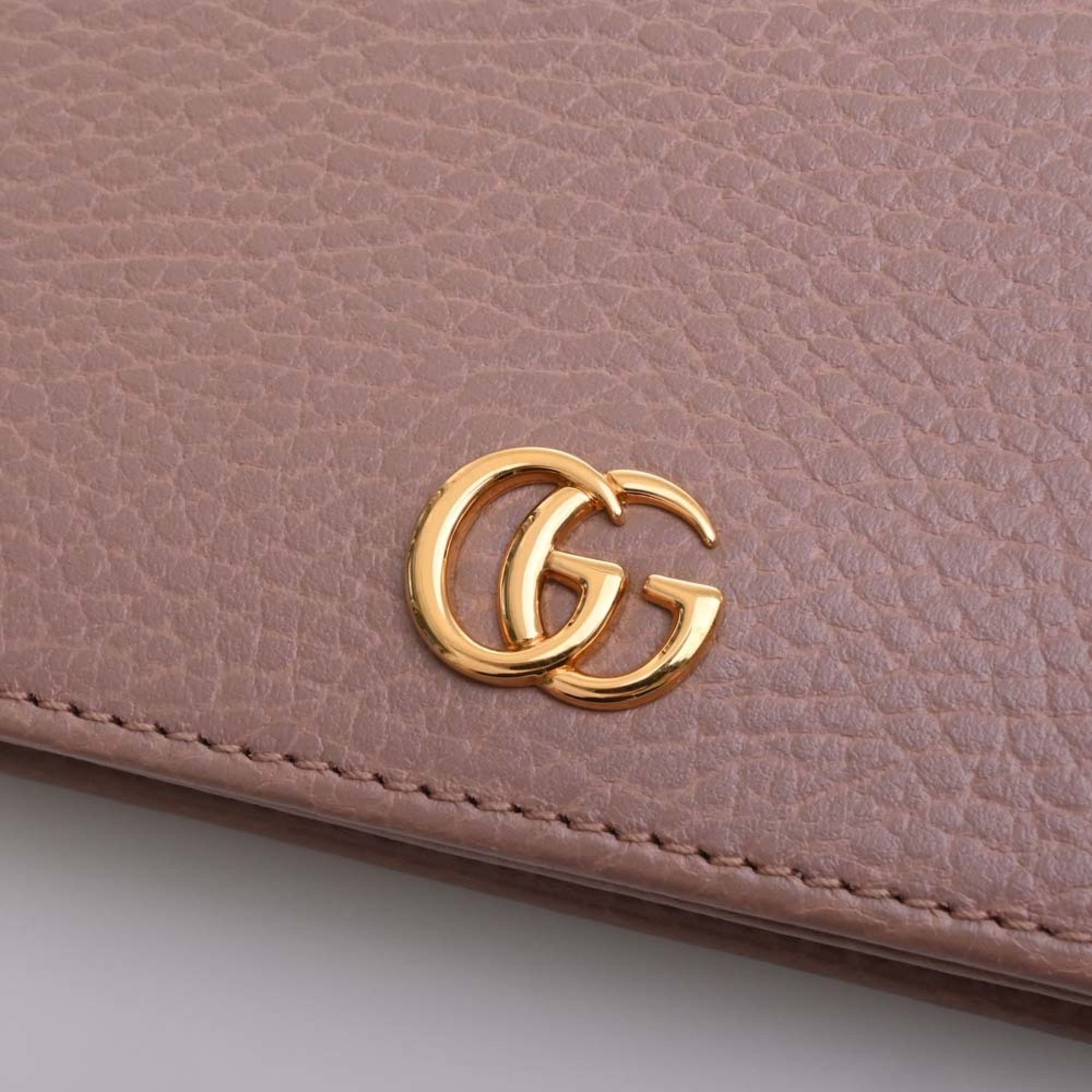 折りたたみ財布 [GUCCI] 25SS Women's GG Marmont Bi-fold Wallet 456126 CAO0G GUCCI GG Marmont Leather Bifold Wallet 456126 Pink Beige