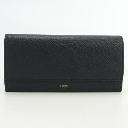 Celine Large Flap 10B563BEL Long Wallet with Folded Coin Purse Leather Ladies