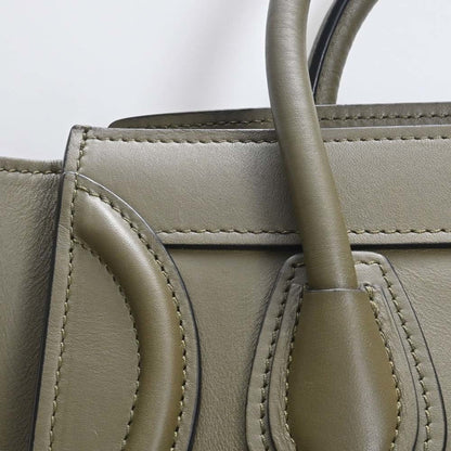 Celine Leather Luggage Nano Shopper Handbag 189243HSC Khaki Women's
