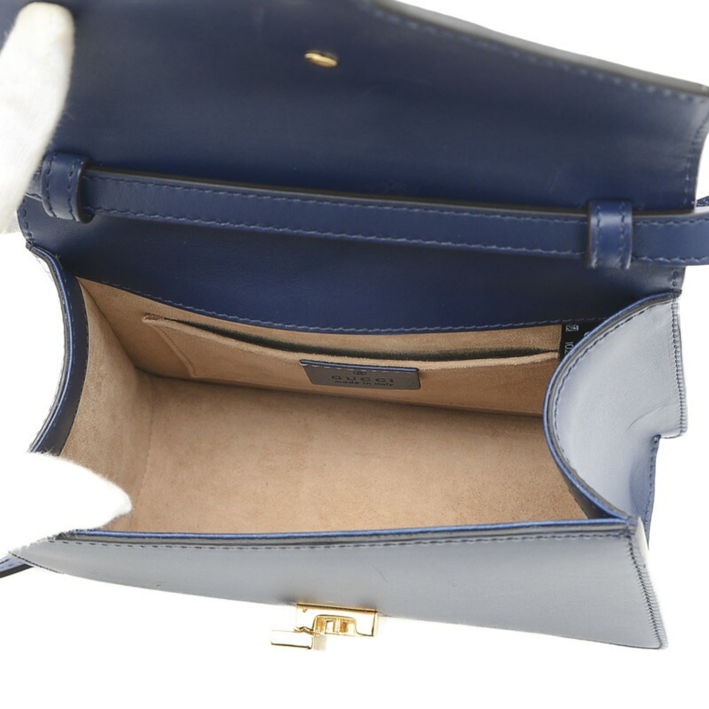 GUCCI Sylvie Top Handle 2Way Bag Leather Navy 470270