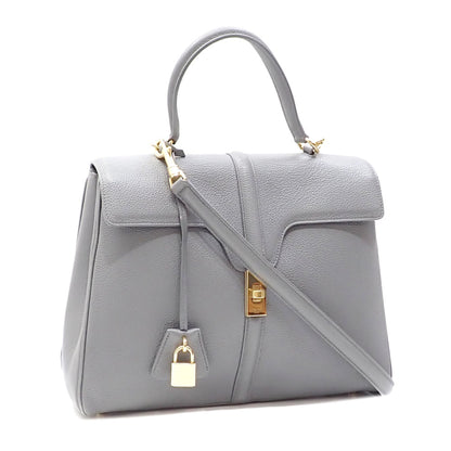 Celine Handbag Medium 16 Saise Bag Women's Blue Gray Leather Shoulder