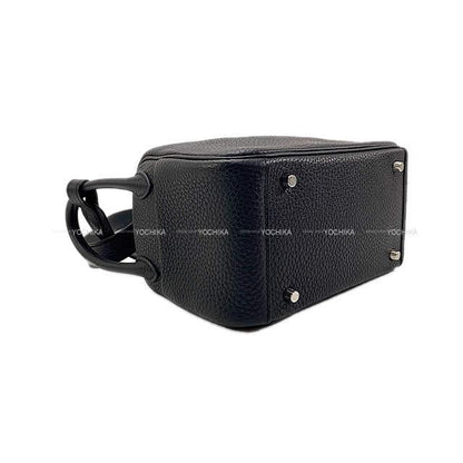 HERMES Shoulder bag Lindy 20 mini Noir (Black) Taurillon Clemence Silver HW Stamp