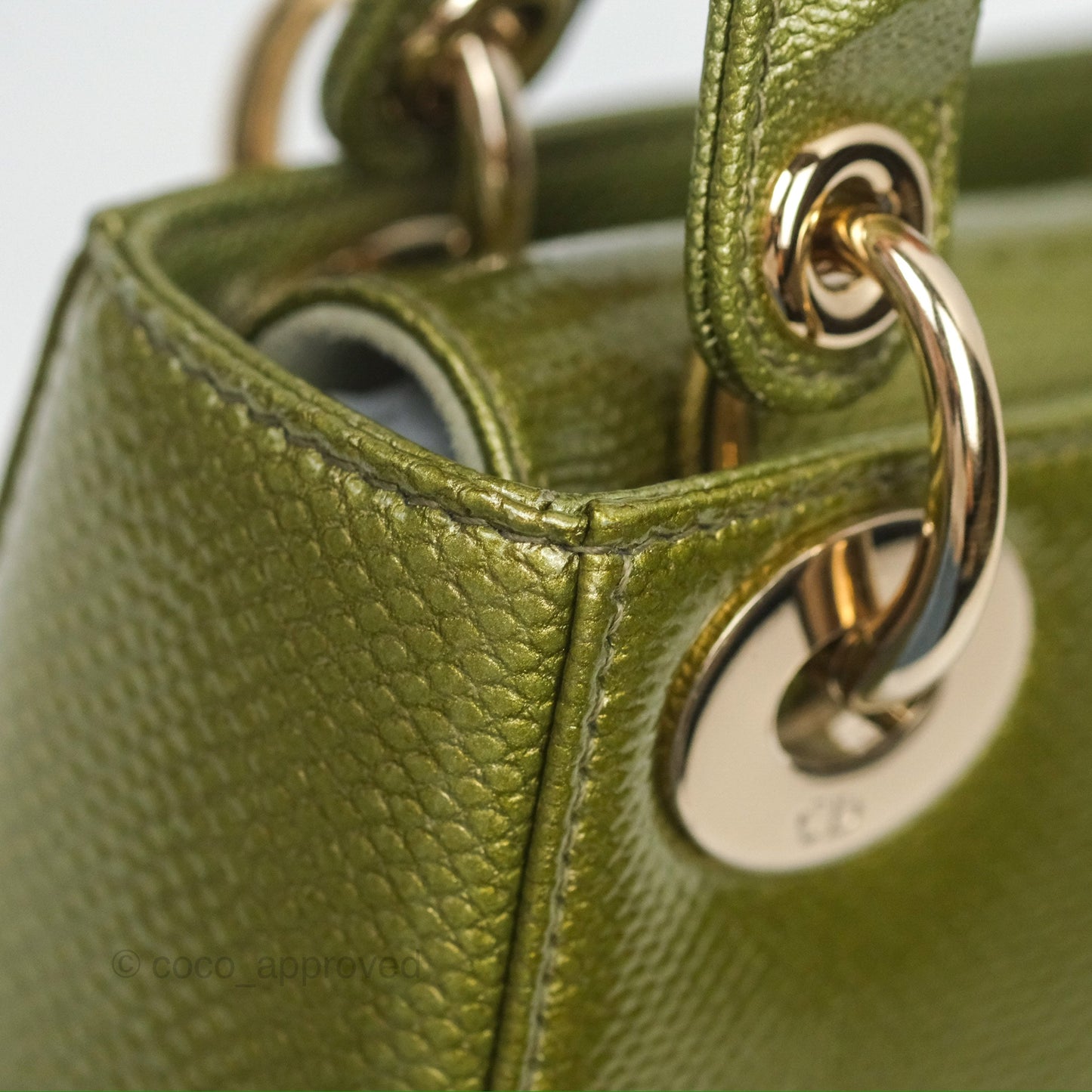 Dior Mini Lady Dior Green Metallic Lizard Gold Hardware