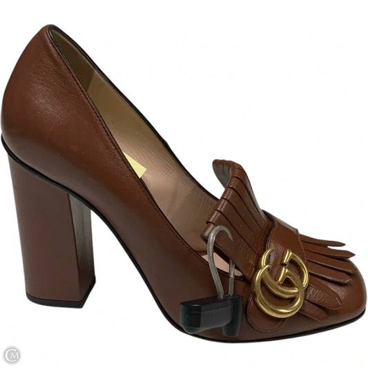 Shoes Luxury Designer By Gucci In Brown, Size: 8