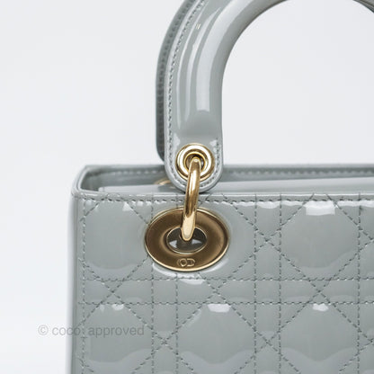 Christian Dior Lady Dior Grey Patent Gold Hardware