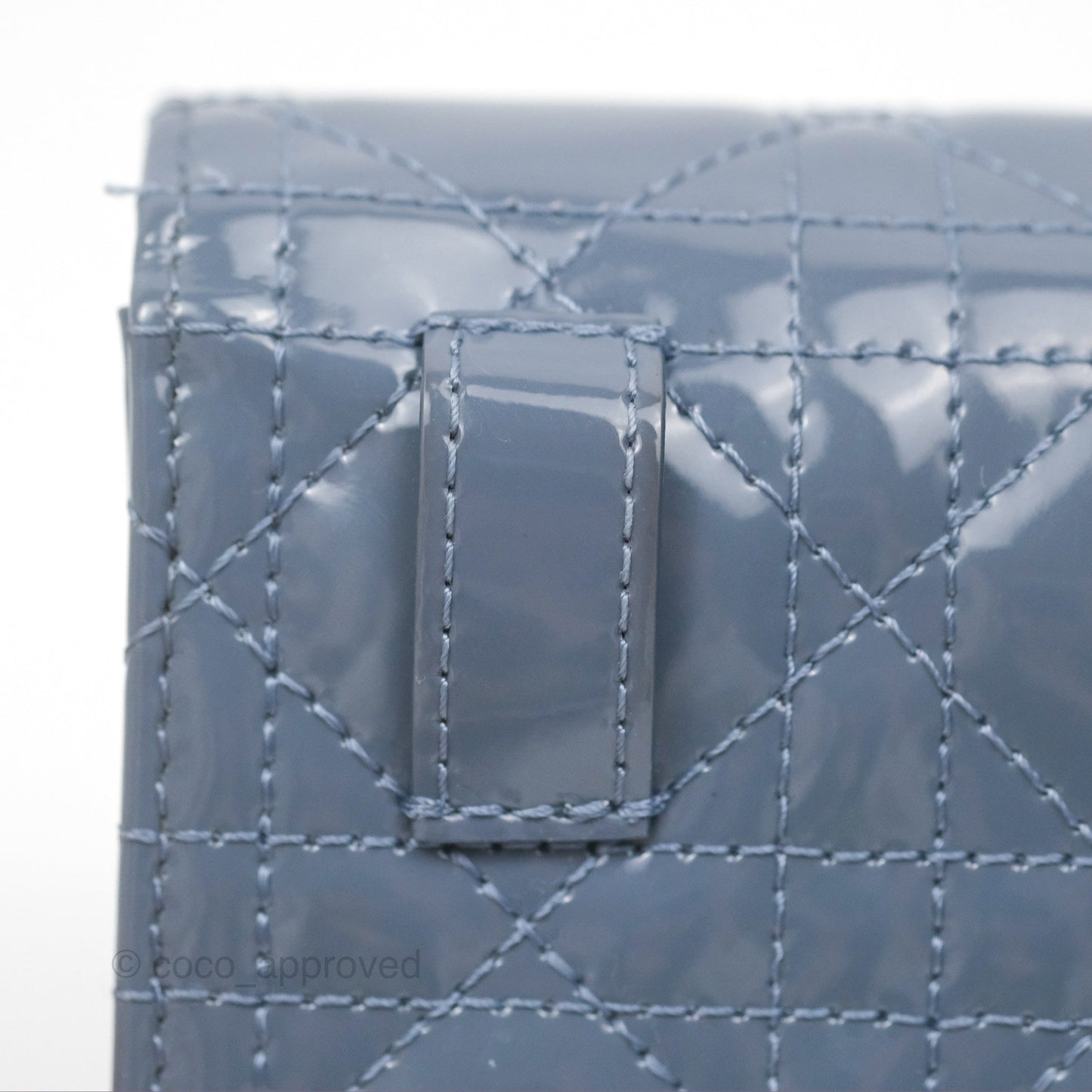 Christian Dior Nano Lady Dior Pouch Cloud Blue Cannage Patent