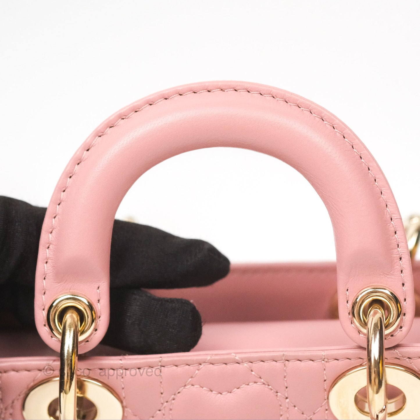 Christian Dior Lady D-Joy Micro Bag Antique Pink Lambskin Heart Quilted